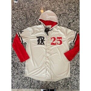 Texas Rangers Nolan Ryan Beef Stadium Giveaway Baseball Jersey Hoodie Mens XL